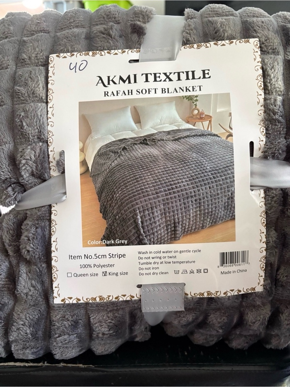 Dark Grey Rafah Soft Blanket - Plush Home Bedding